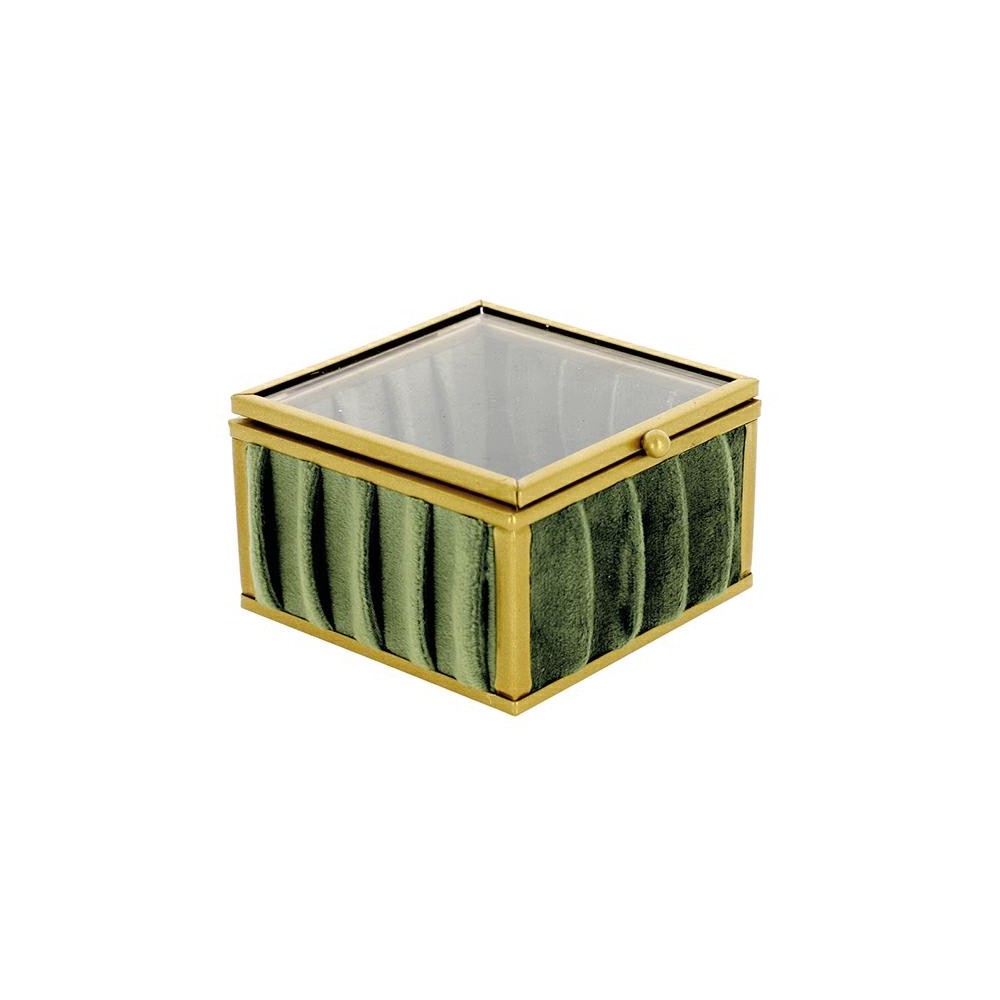 SCATOLA QUADRATA VELLUTO VERDE 8.5X8.5 H.5CM.